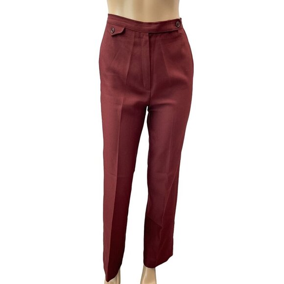 Vintage Boobie Brooks High-Waisted Straight Leg Burgundy Trousers Pants Women 26 - Picture 1 of 11